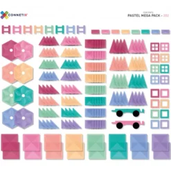 Connetix Magnetische Tegels Pastel - Mega - 202st -Janod Winkel 202 pastel mega pack contents 600x514 1