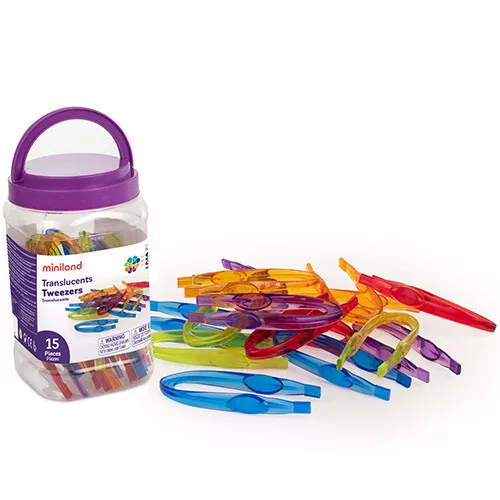 Miniland Transparant Gekleurde Pincet - Assorti 3 Miniland Transparant Gekleurde Pincet - Assorti