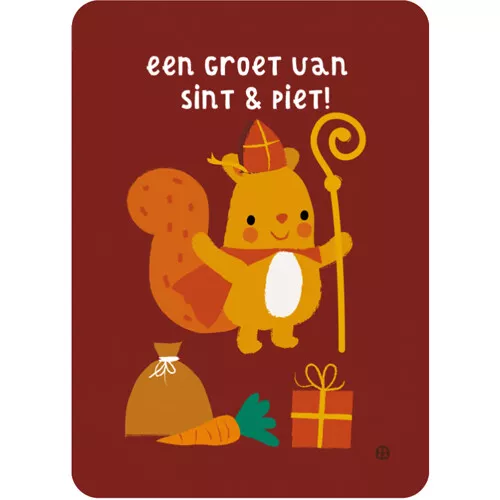 By Bora Ansichtkaart - Een Groet Van Sint & Piet - Eekhoorn
