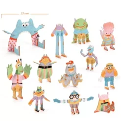 Djeco 3D Kleurplaat Speelfiguren - Schattige Monsters -Janod Winkel dj08006 djeco 3d kleurplaat speelfiguren monsters2