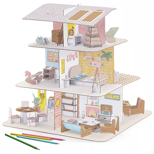 Djeco 3D Kleurplaat Poppenhuis 3 Djeco 3D Kleurplaat Poppenhuis