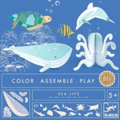 Djeco 3D Kleurplaat Speelfiguren - Oceaan