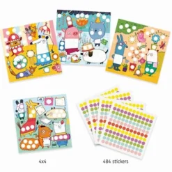 Djeco Knutselset Creëren Met Stickers - Stippen - Dieren -Janod Winkel djeco knutselset cre ren met stickers dieren2