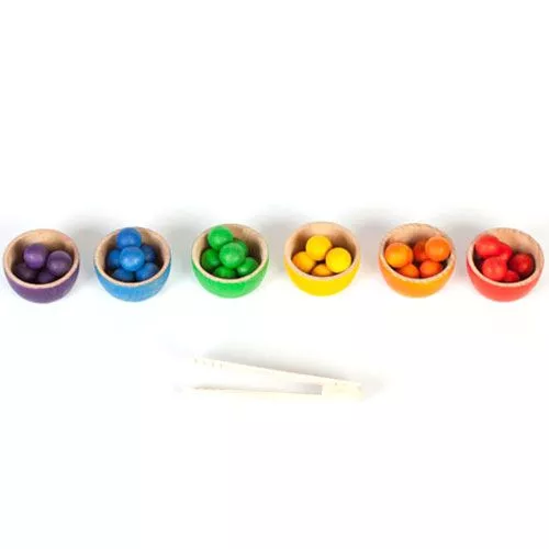 Grapat 6 Houten Bakjes Met 36 Knikkers En Tang 3 Grapat 6 Houten Bakjes Met 36 Knikkers En Tang