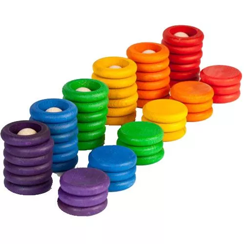 Grapat Houten Nins® Poppetjes Met Ringen En Schijfjes - Regenboog 3 Grapat Houten Nins® Poppetjes Met Ringen En Schijfjes - Regenboog