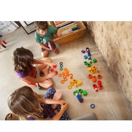 Grapat Houten Nins® Poppetjes Met Ringen En Schijfjes - Regenboog 5 Grapat Houten Nins® Poppetjes Met Ringen En Schijfjes - Regenboog - Afbeelding 3