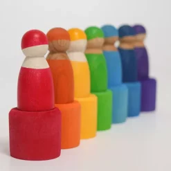 Grimm's Houten Regenboog Vrienden In Kom - 7 St -Janod Winkel grimm s houten regenboog vrienden in kom 7 st 8