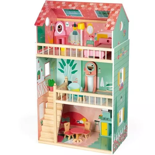 Janod Poppenhuis Happy Day - Gemeubileerd 3 Janod Poppenhuis Happy Day - Gemeubileerd