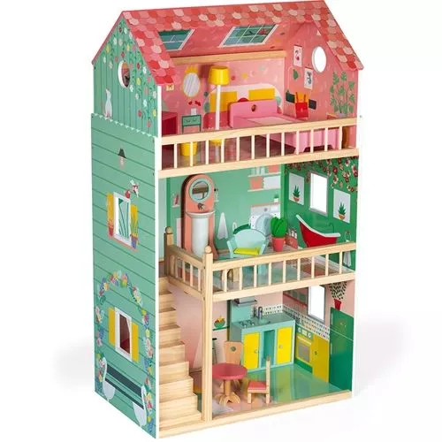 Janod Poppenhuis Happy Day - Gemeubileerd 5 Janod Poppenhuis Happy Day - Gemeubileerd - Afbeelding 3