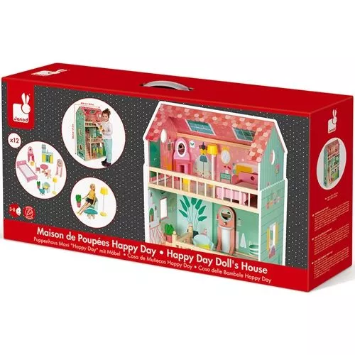 Janod Poppenhuis Happy Day - Gemeubileerd 4 Janod Poppenhuis Happy Day - Gemeubileerd - Afbeelding 2