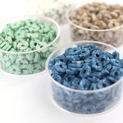 La Petite épicerie Kralendoosje Met 200 Heishi Kralen - Gemarmerd Blauw - Afbeelding 3