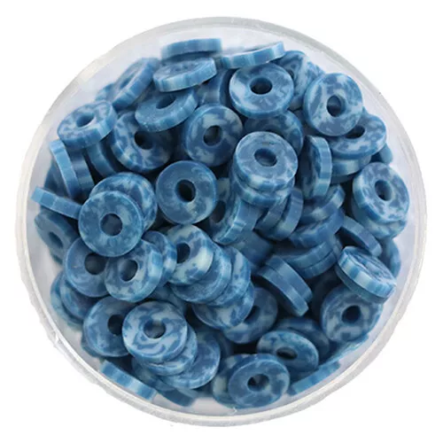 La Petite épicerie Kralendoosje Met 200 Heishi Kralen - Gemarmerd Blauw - Afbeelding 2