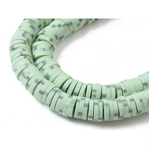 La Petite épicerie Kralendoosje Met 200 Heishi Kralen - Lichtgroen-grijs - Afbeelding 2