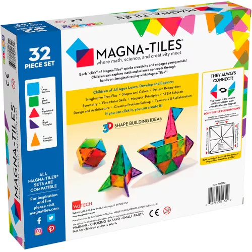 Magna-tiles Magnetische Tegels Clear Colors - 32st - Afbeelding 6