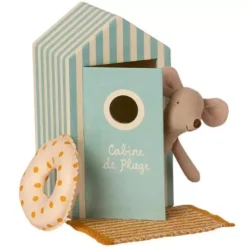 Maileg Knuffelmuis Kleine Broer - Strandhokje - 11 Cm -Janod Winkel maileg knuffelmuis kleine broer strandhut1