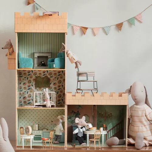 Maileg Poppenhuis Open Haard - Vintage Blue 5 Maileg Poppenhuis Open Haard - Vintage Blue - Afbeelding 3