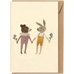 Main Sauvage Wenskaart Beer En Konijn