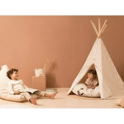 Nobodinoz Tipi Wigwam Arizona - Taupe Stripes Natural -Janod Winkel nobodinoz tipi wigwam arizona taupe stripes natural 3 1
