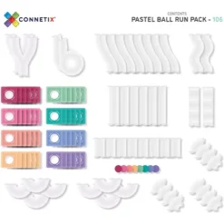 Connetix Magnetische Tegels Knikkerbaan - Pastel - 106st -Janod Winkel p106br contents scaled 1
