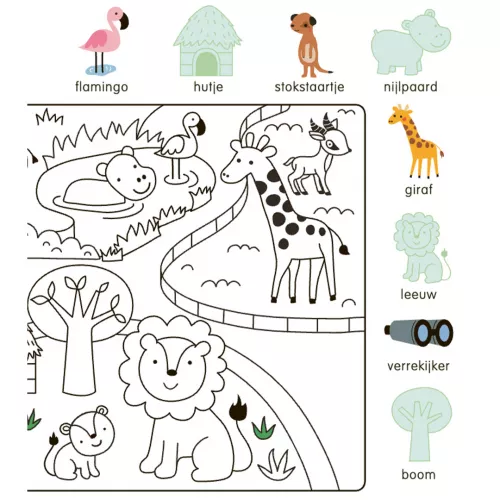 Uitgeverij Deltas Kleur- En Stickerboek Met Woordjes - In De Dierentuin 6 Uitgeverij Deltas Kleur- En Stickerboek Met Woordjes - In De Dierentuin - Afbeelding 4